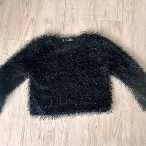 Chic Black Fuzzy Sweater